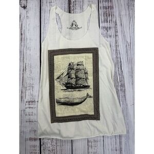 Bear Dance Tank Top Skull Womens Size Small White Graphic Shirt